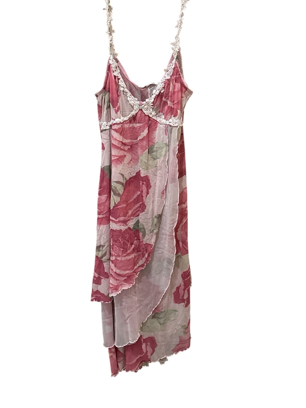 Claire Pettibone Pink Rose Floral Lace Slip Dress Romantic Fairycore Size: M/L